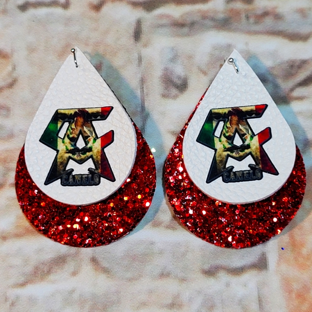 Canelo Alvarez Bixing Fight faux leather earrings